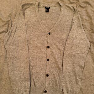 H&M Men's Gray Cardigan Button Down Sweater Long Sleeves Sz S Slim Fit